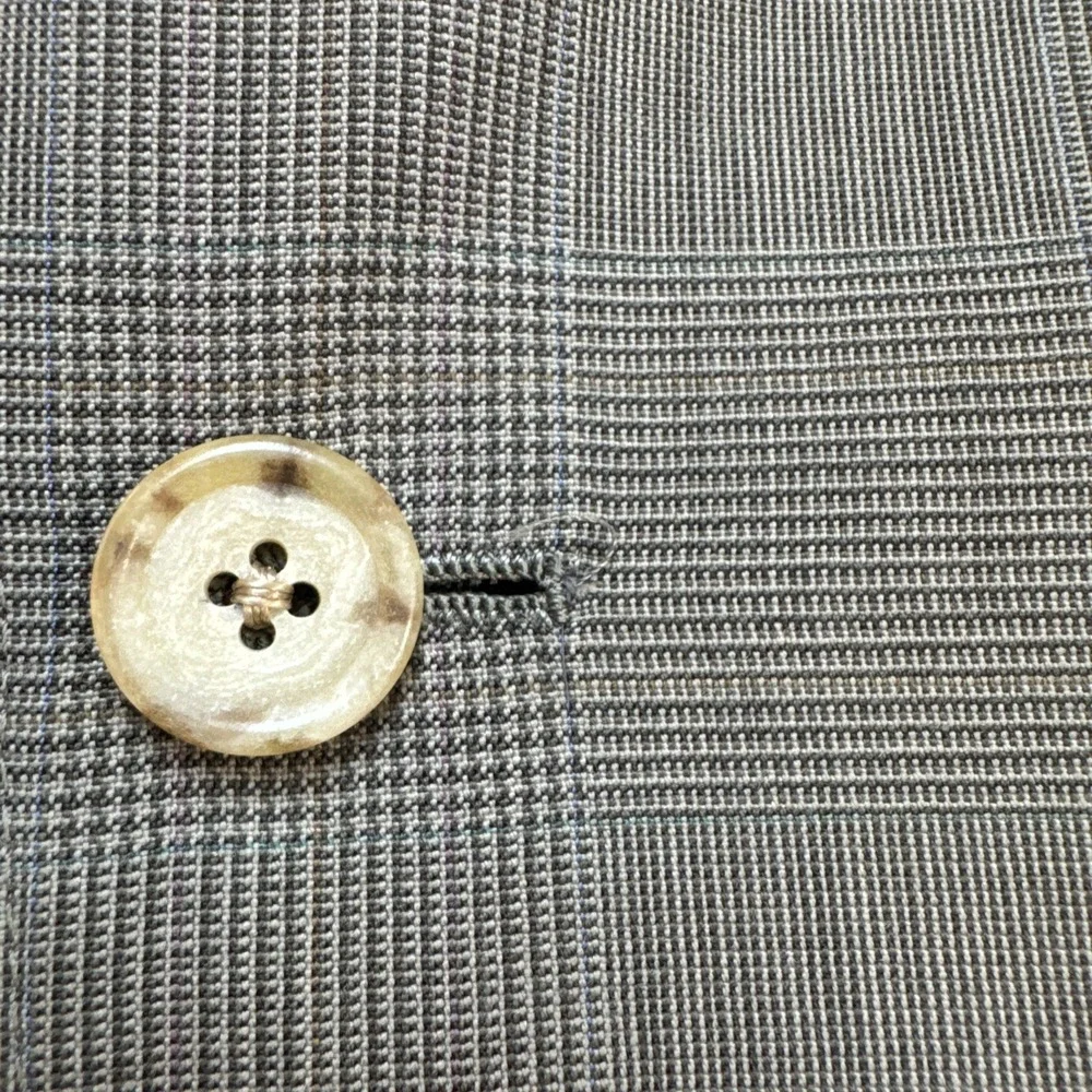 Hart Schaffner Marx Blazer Sz 42L Gray Plaid Sport Coat Suit Jacket USA VTG